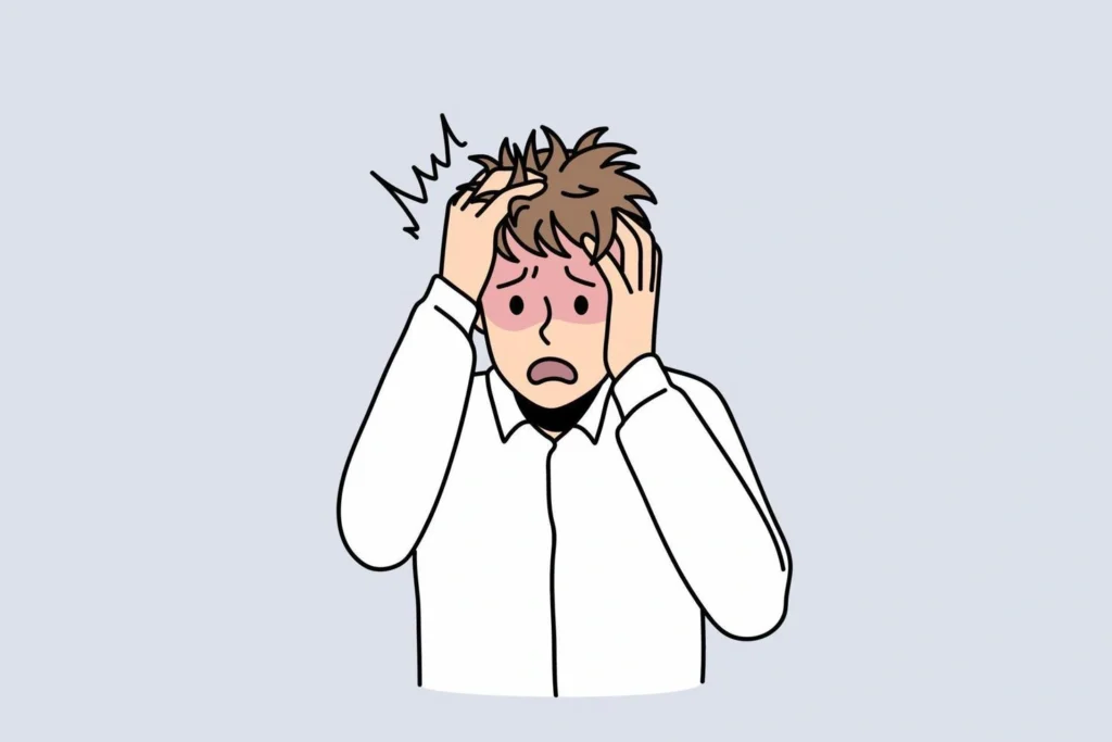 A picture of a man getting panic