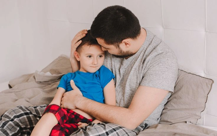 Parent reconnecting with child after setting a firm boundary